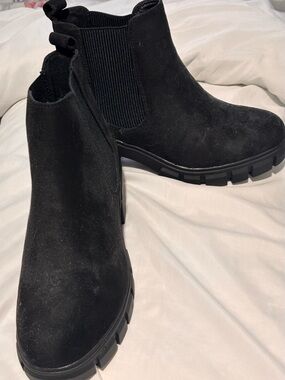Black Suede  Lug Sole Boots never worn